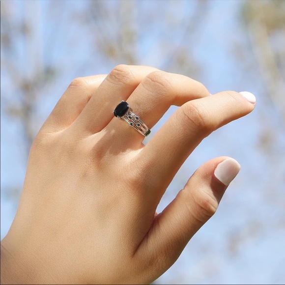 New Women’s 925 Silver Three Rows Sapphire Ring - Picture 6 of 6